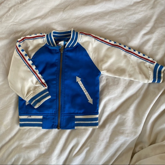 OshKosh B’Gosh Red, white, and blue vintage-style bomber jacket, 18 mos. - Picture 2 of 11